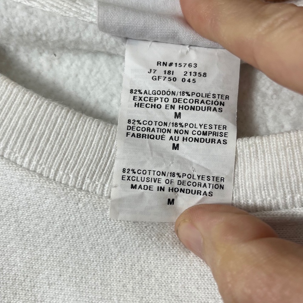 Champion‎ Reverse Weave White Chenille Logo Sweatshirt Medium Sporty Y2K Vibe - Picture 6 of 9